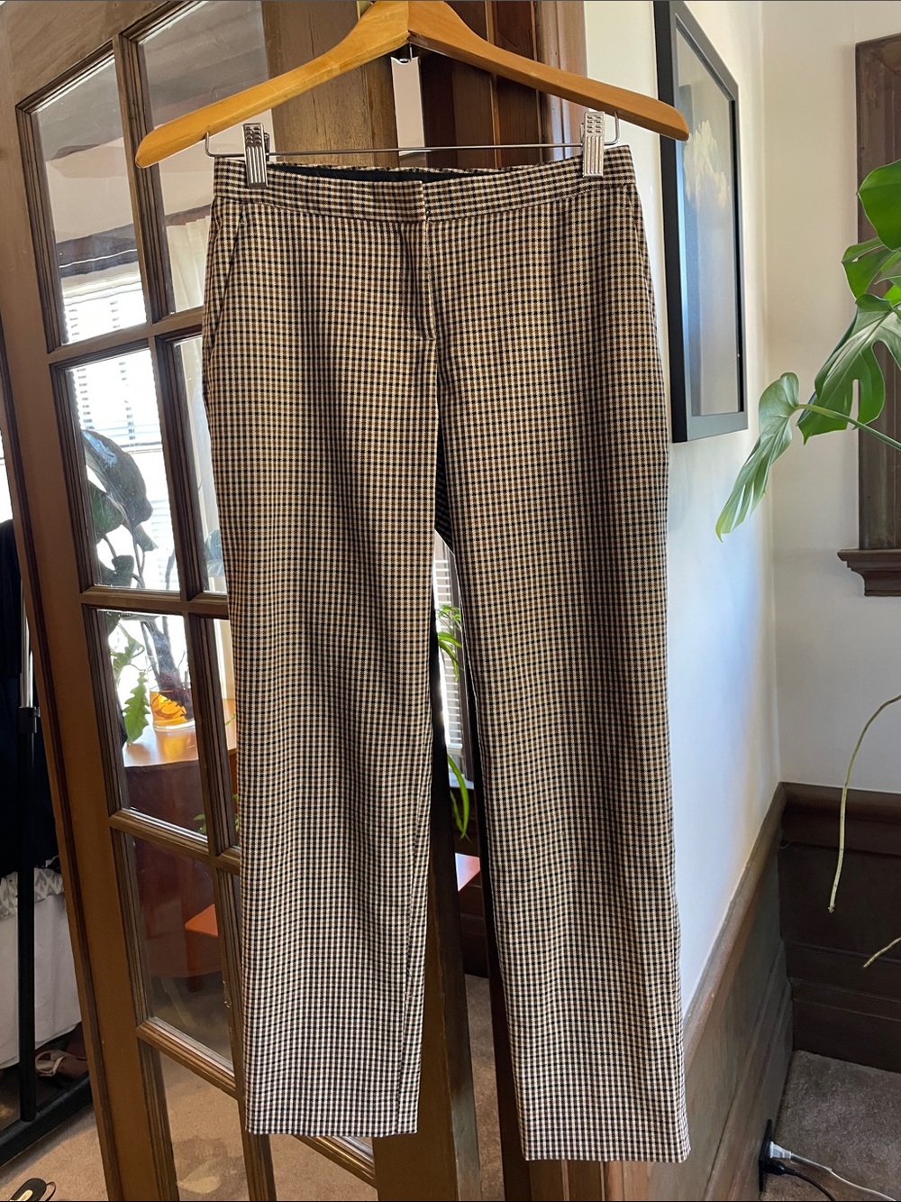 Theory slim pencil trousers houndstooth Dress Beige/Brown/Black